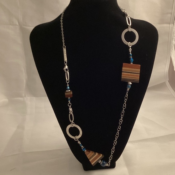 Transformable Isabelle Ferland Necklace with ceramic blue beads - Picture 1 of 6